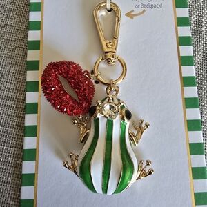 True to Form Kiss A Lot of Frogs Red Lips Handbag Bag Charm Key Ring Chain